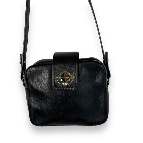 Kate Spade Leather Shoulder Cross Body Twist Lock Handbag Purse, Black - Picture 4 of 16